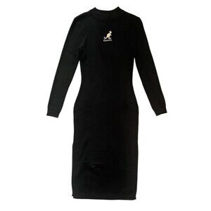 Kangol x H&M‎ Ribbed Long Sleeve Bodycon Midi Dress Black Size M